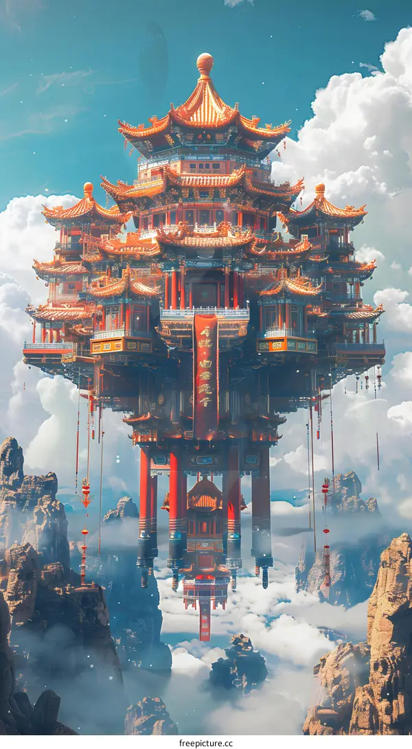 Floating Chinese Palace in the Clouds
