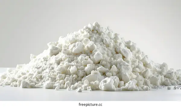 Pile of white powder on white background