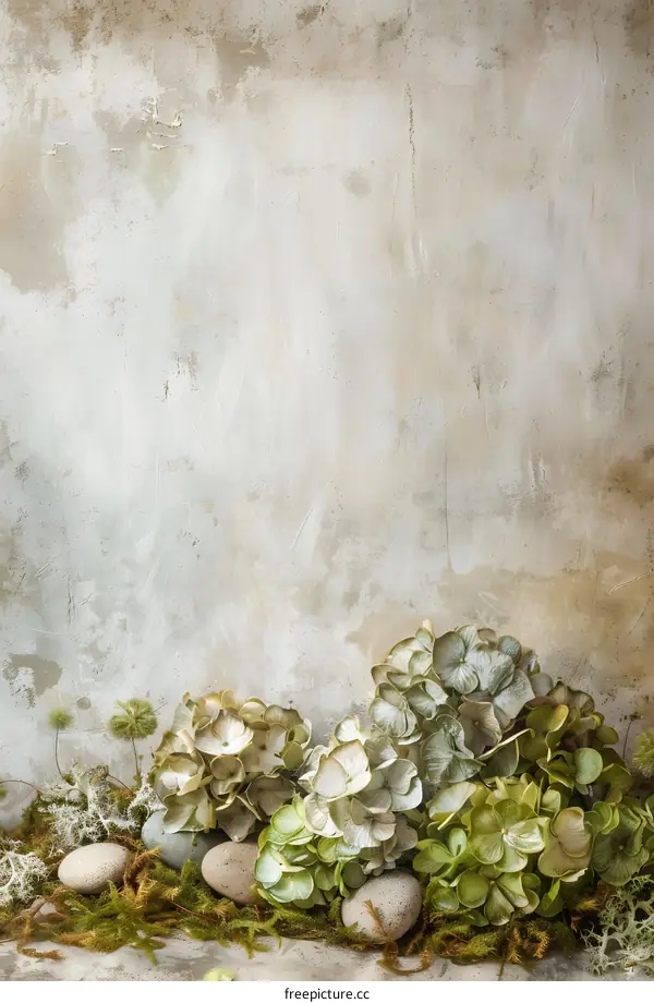 Green Hydrangeas on a Grunge Background