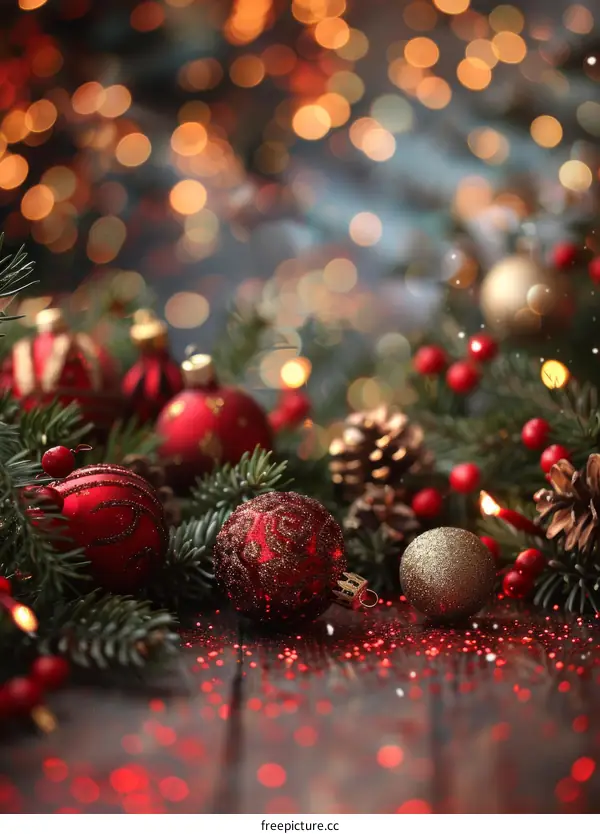 Christmas Still Life with Ornaments and Garland