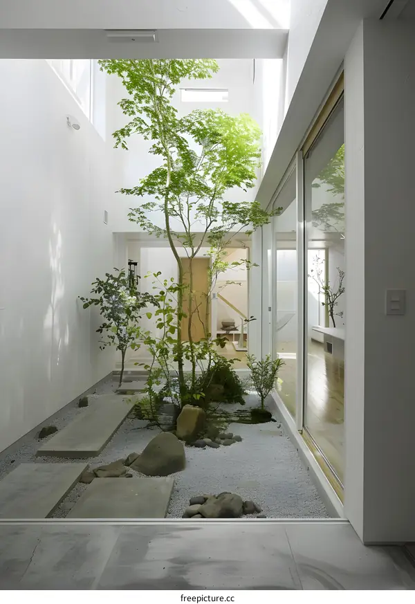Modern Japanese Home Interior Design with Zen Garden