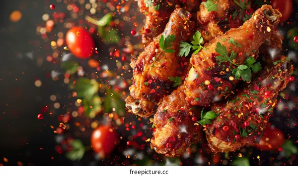 Crispy Fried Chicken with Spices and Herbs