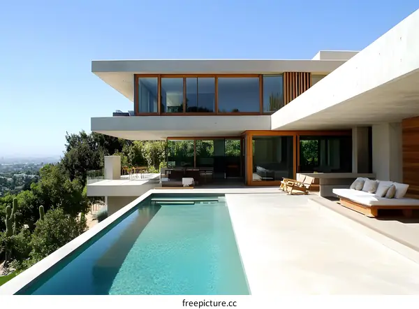 Modern Minimalist Concrete House with Infinity Pool