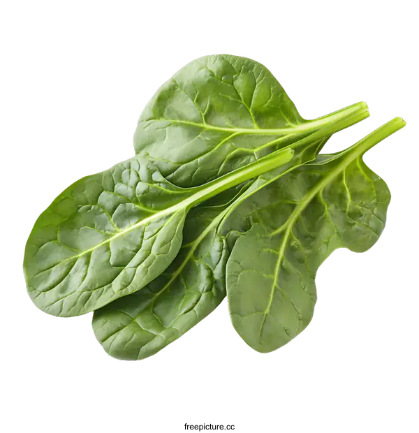 [Transparent Background PNG]Fresh Green Spinach Leaves Isolated on White Background