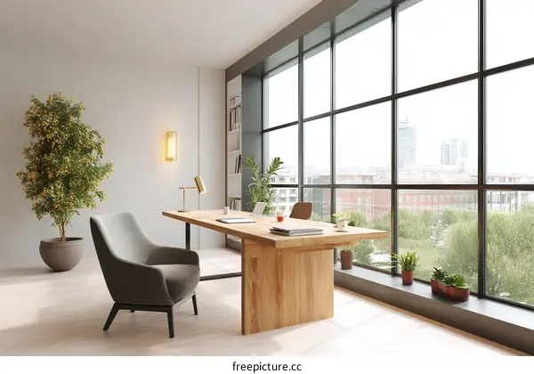 Modern Home Office with City View