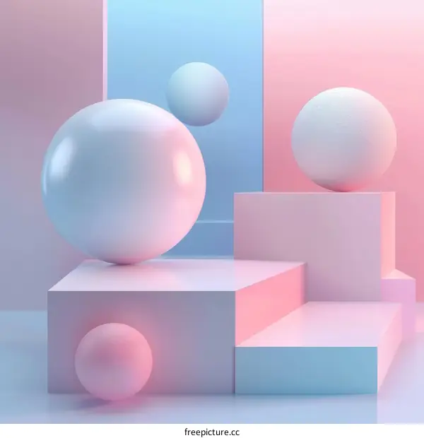 Pastel podium and spheres