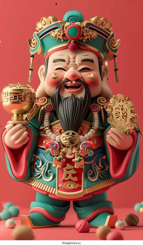 Chinese new year god of wealth caishen cartoon character