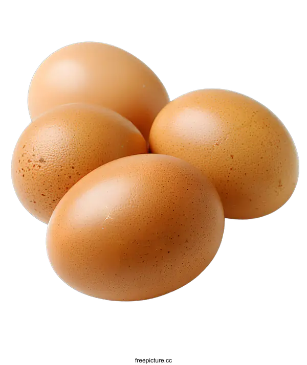 [Transparent Background PNG]Four brown eggs on white background