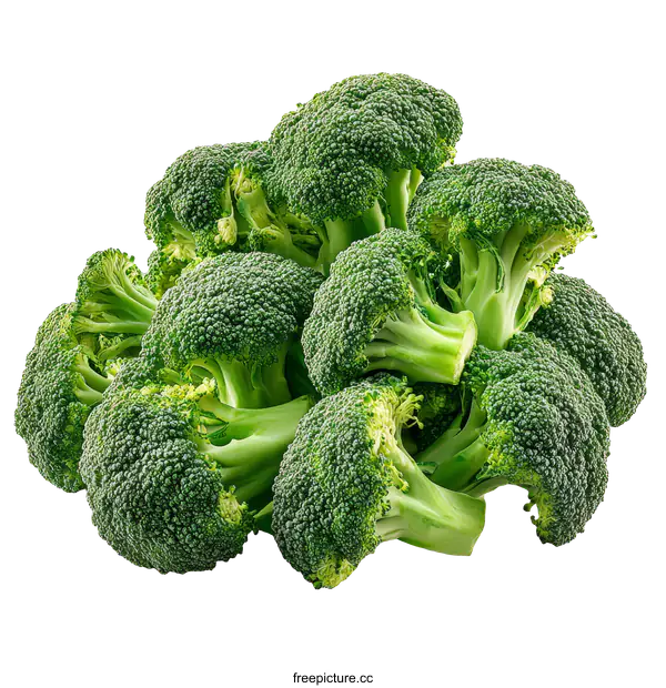[Transparent Background PNG]Fresh Broccoli Clusters Close-up on White Background