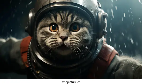 A cat wearing a space helmet