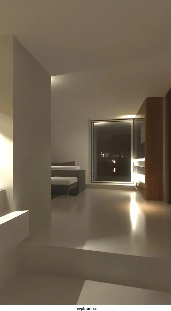 Modern Interior Design with Night View