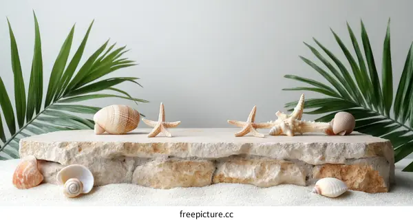Natural Summer Seashell Display Platform