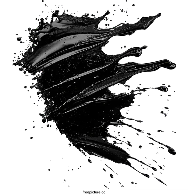 [Transparent Background PNG]Abstract Black Ink Splashes on White Background