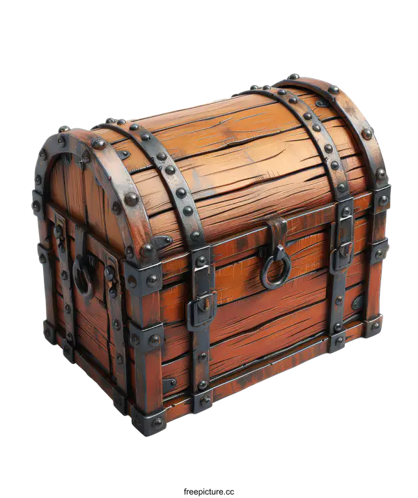 [Transparent Background PNG]Old Wooden Chest Isolated on White