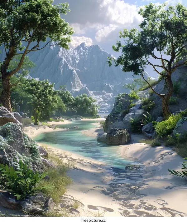 Winding River Flowing Through a Peaceful Valley