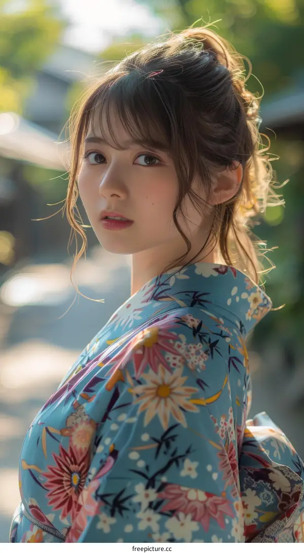 Asian Woman in Traditional Japanese Dress