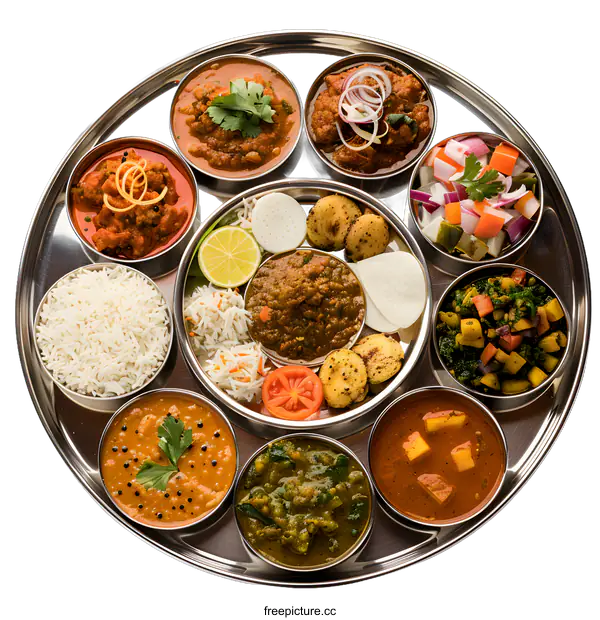 [Transparent Background PNG]Traditional Indian Thali Meal