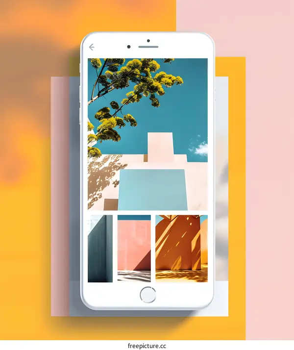 Minimalist Architecture Phone Screen with Collage of Photos