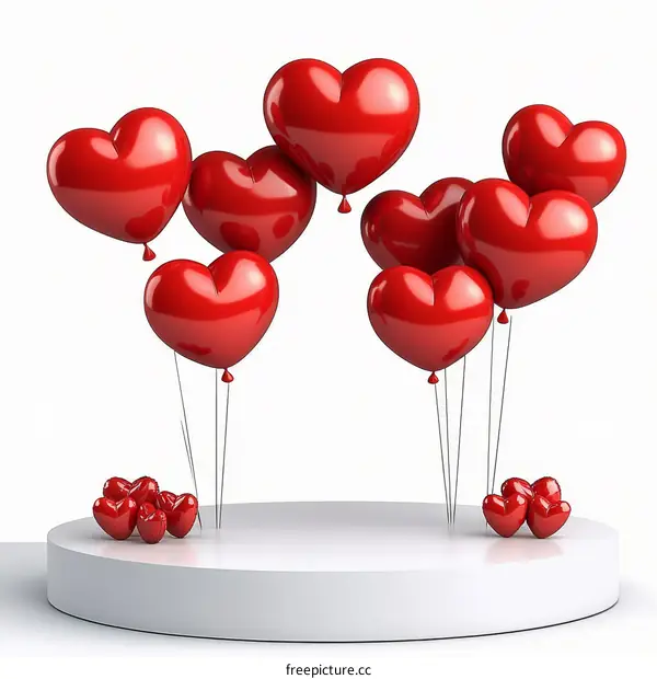 Heart-Shaped Balloons on a White Display