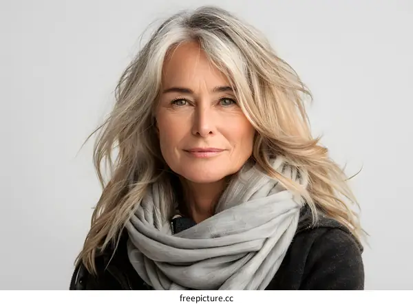 Portrait of a beautiful senior woman with grey hair