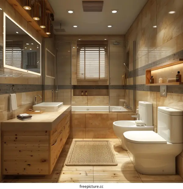 Modern Bathroom Interior Design with Wooden Accents