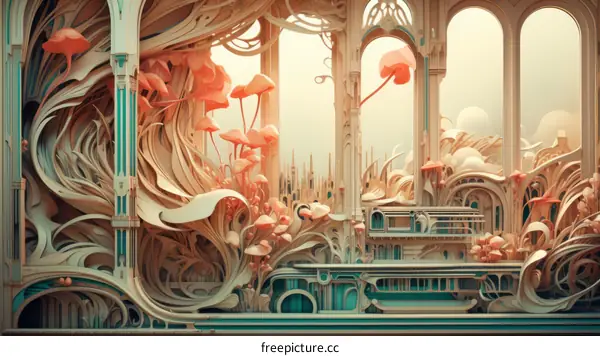 Pink mushrooms in the city