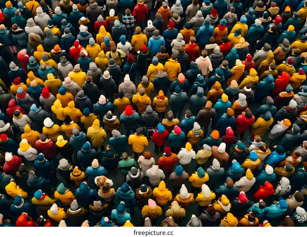 Aerial View of a Large Crowd of People
