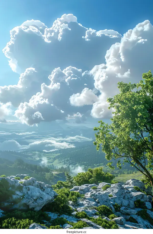 Majestic Mountain Tops and White Clouds