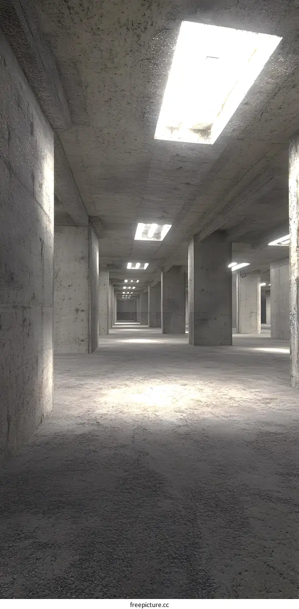 Concrete Corridor With Skylights