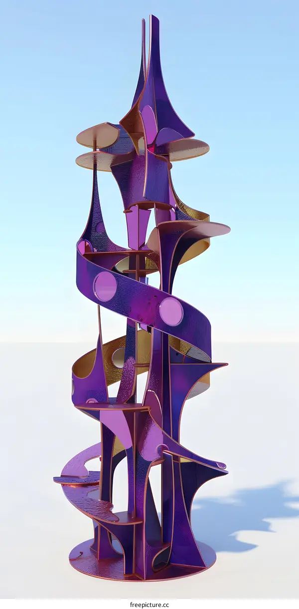 Abstract Purple and Gold Building Structure