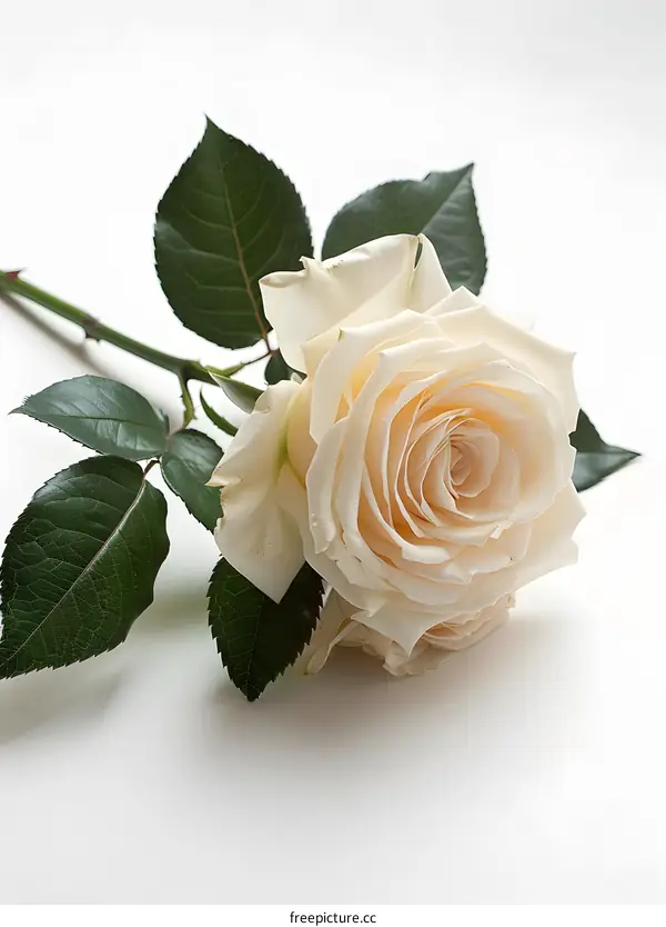 Single White Rose on White Background