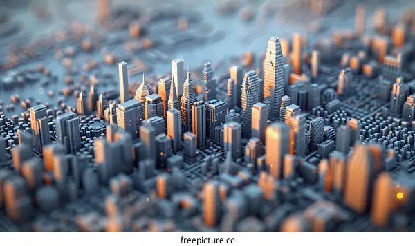 Geometric Metropolis Cityscape Illustration