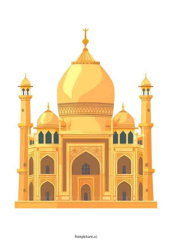 Golden Mughal Architecture Illustration