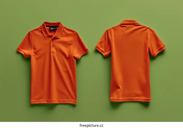Front and back view of an orange t-shirt