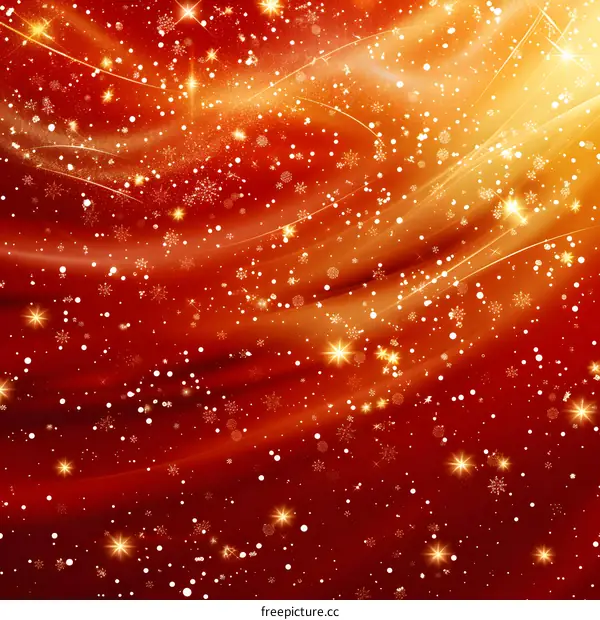 Christmas red and gold background with snowflakes