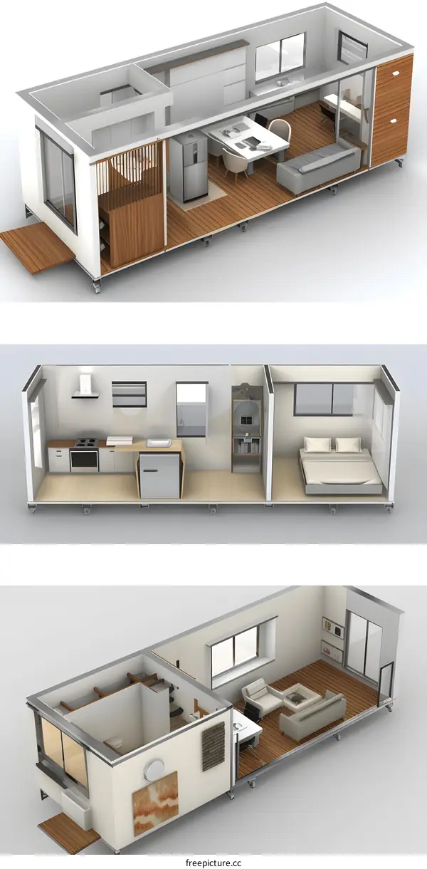 Modern Tiny House Interior Design 3D Model