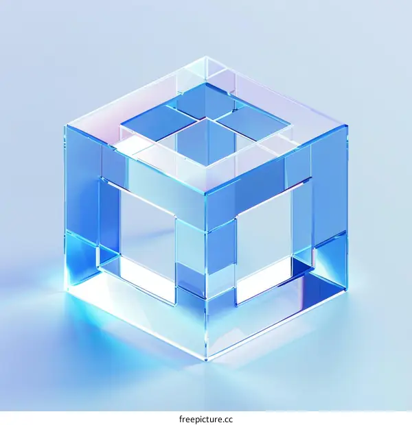 Abstract Prism in Electric Blue with Geometric Shapes