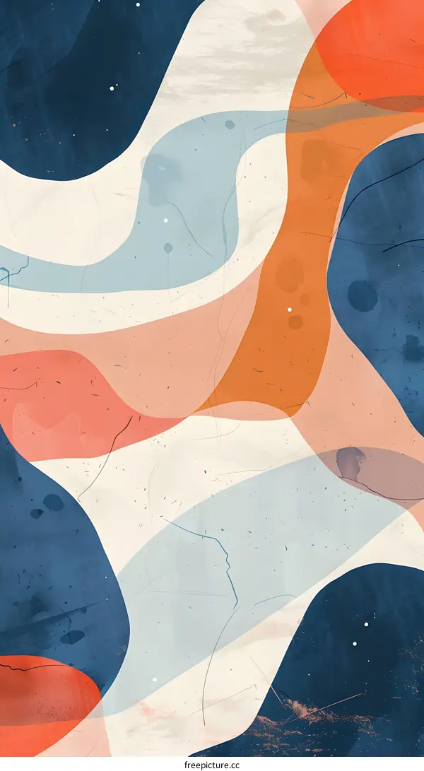 Abstract Watercolor Art Painting with Blue, Orange, and Pink Colors