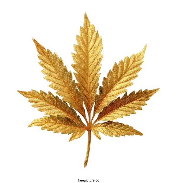 [Transparent Background PNG]Golden Cannabis Leaf Illustration