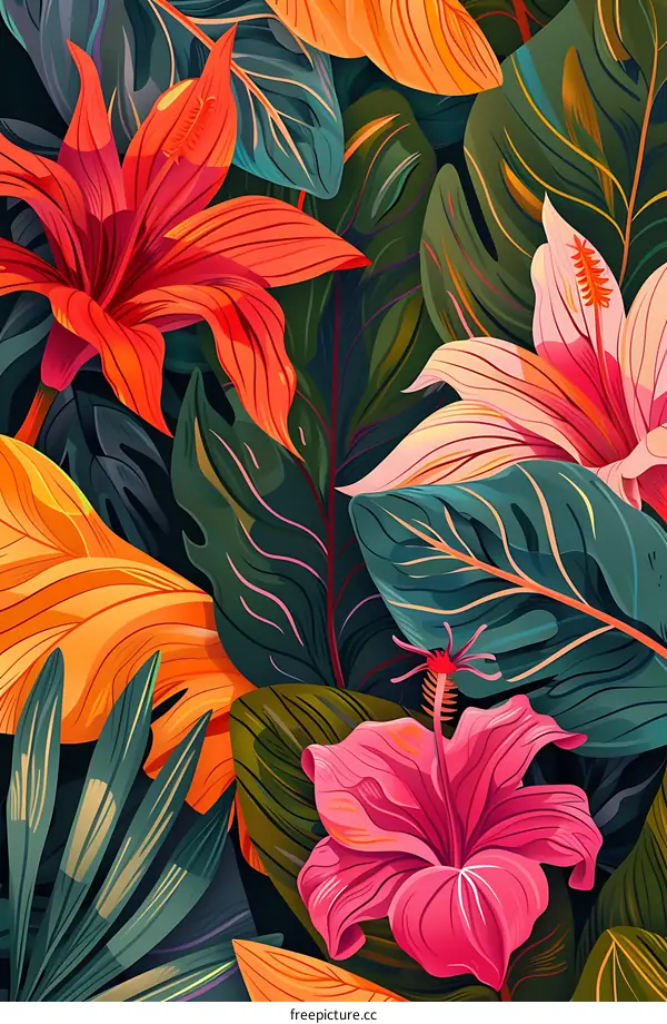 Tropical Floral Pattern Background Design