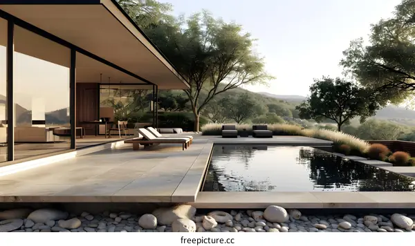 Modern House with Swimming Pool and Mountain View