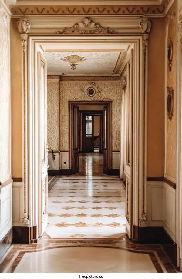 Vintage Interior Hallway with Ornate Detailing