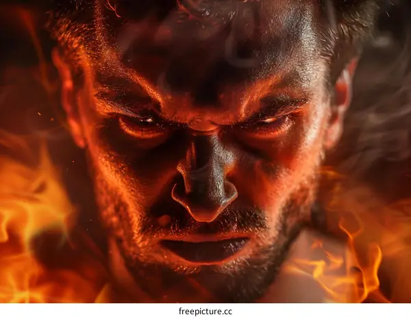 Fiery Portrait of a Male Figure