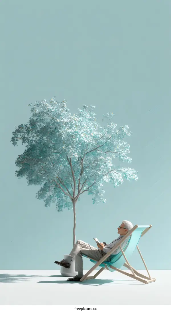 Relaxing Senior Man Reading Outdoors