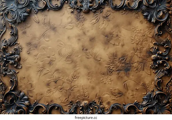 ornate vintage frame with a dark brown background