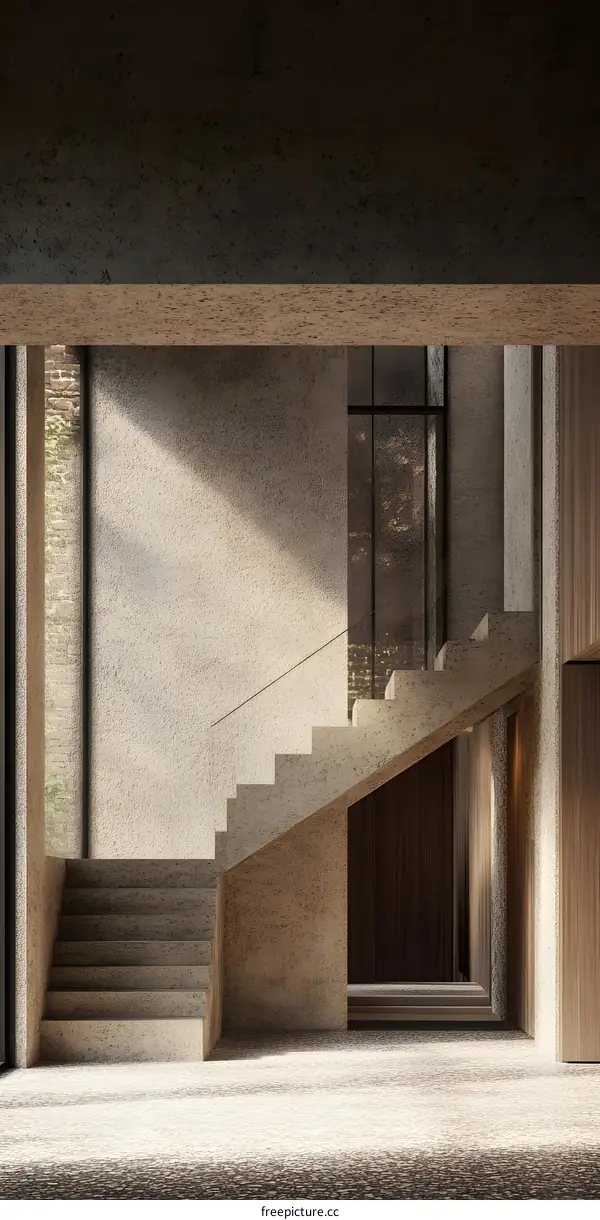Modern Minimalist Concrete Staircase Interior Design