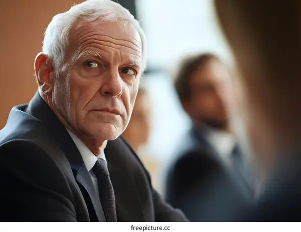Portrait of a Senior Businessman in a Meeting