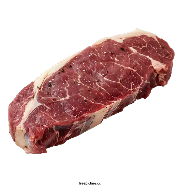 [Transparent Background PNG]Raw Beef Steak with Salt and Pepper Seasoning Isolated on White Background