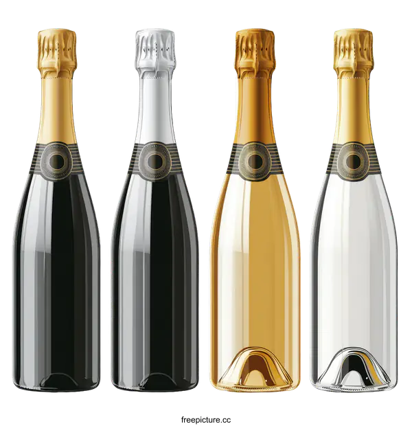 [Transparent Background PNG]Champagne Bottle Mockups Set