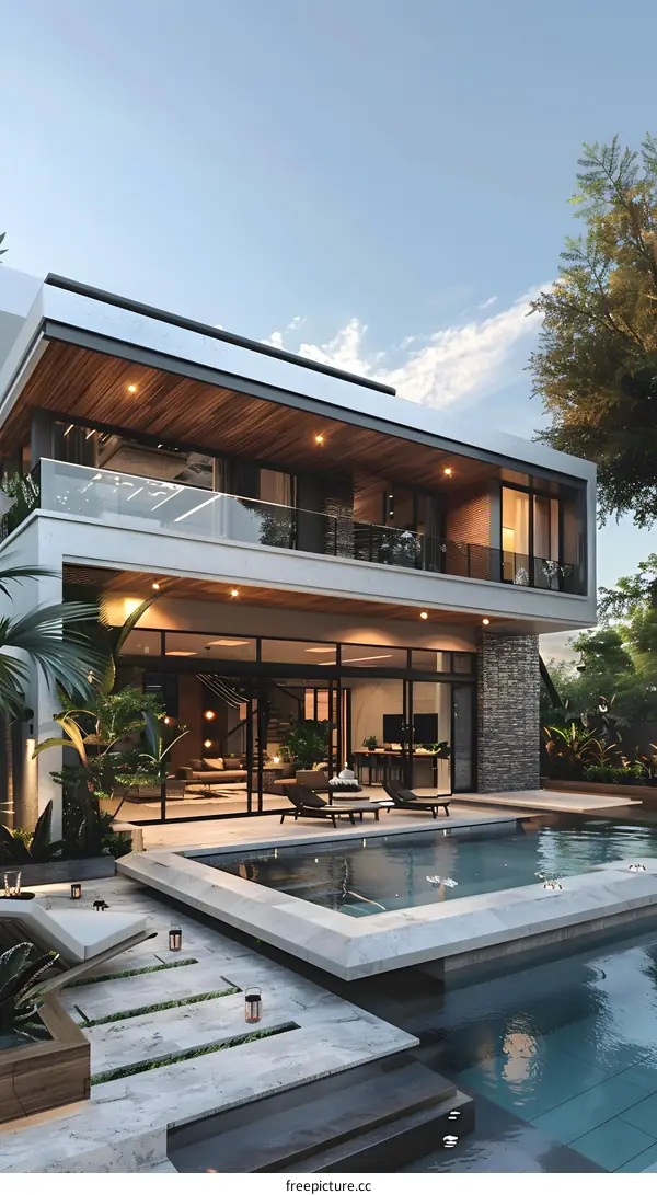 Modern luxury house with pool and terrace